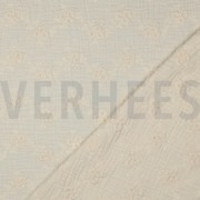 DOUBLE GAZE DE COTON BRODERIE FLEURS NATUREL (thumbnail) #4