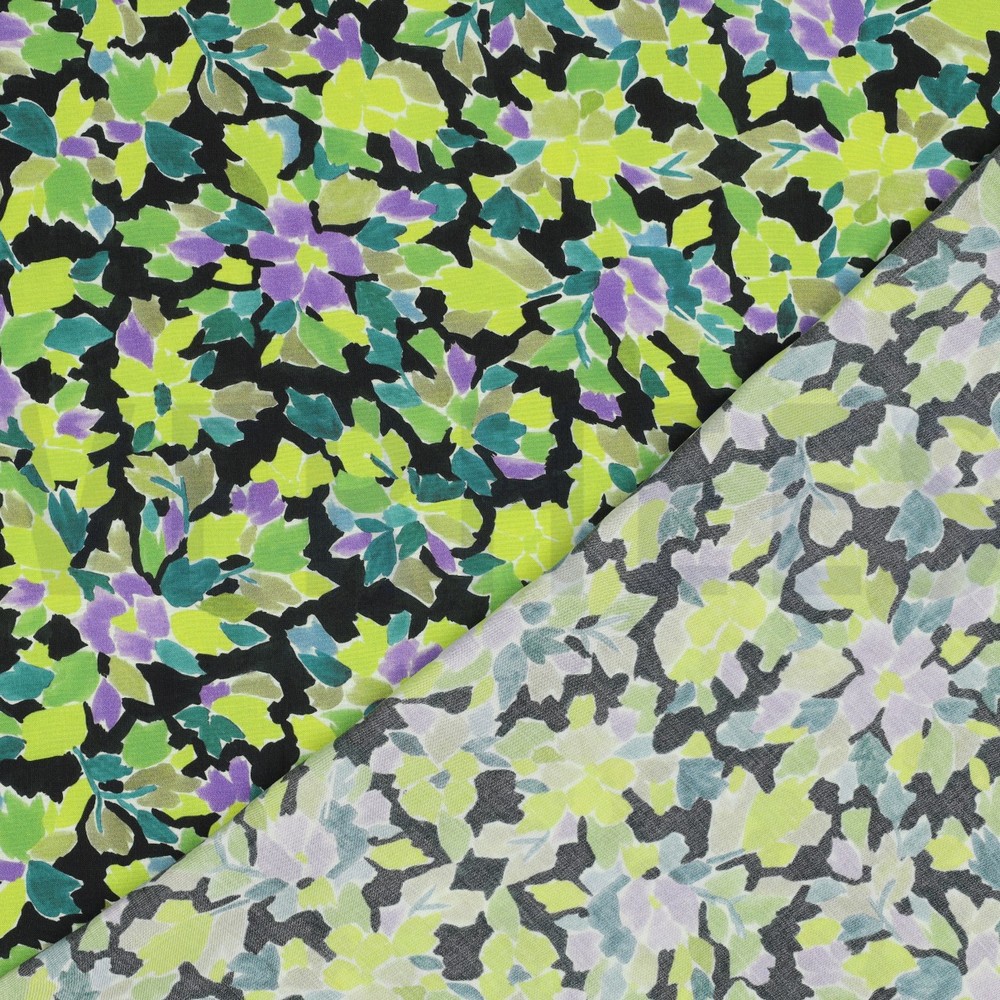 VISCOSE RADIANCE DIGITAAL BLOEMEN GROEN #7