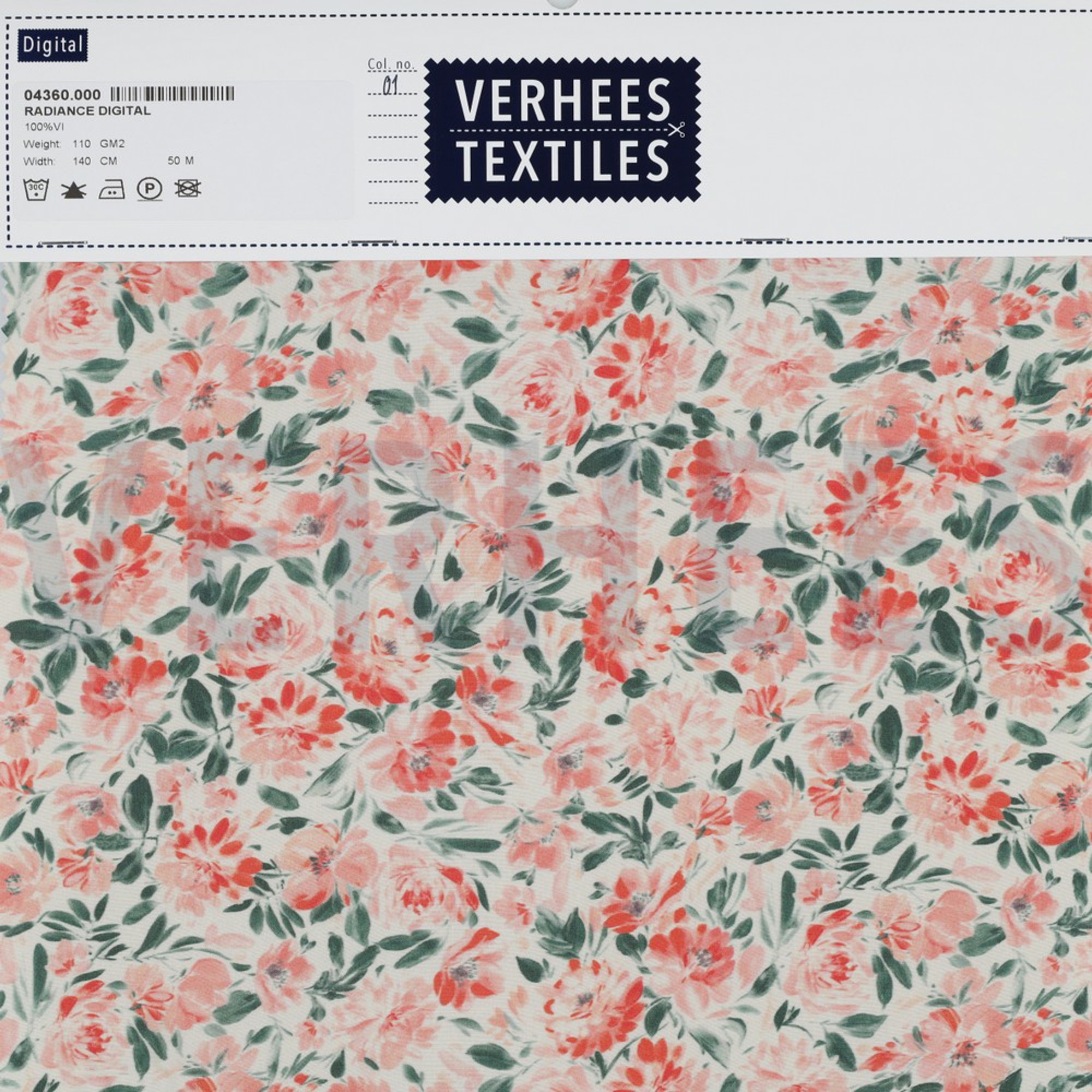 VISCOSE RADIANCE DIGITAL FLEURS ÉCRU/CORAIL (high resolution) #4