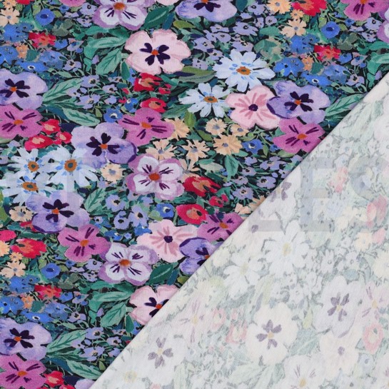 VISCOSE JERSEY DIGITAAL BLOEMEN MARINEBLAUW #7