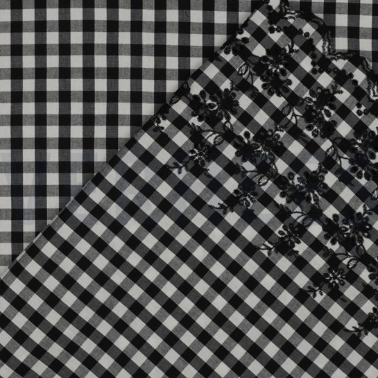 KATOEN RUITEN EENZIJDIGE RAND EENZIJDIGE GOLFRAND ZWART/ WIT #7