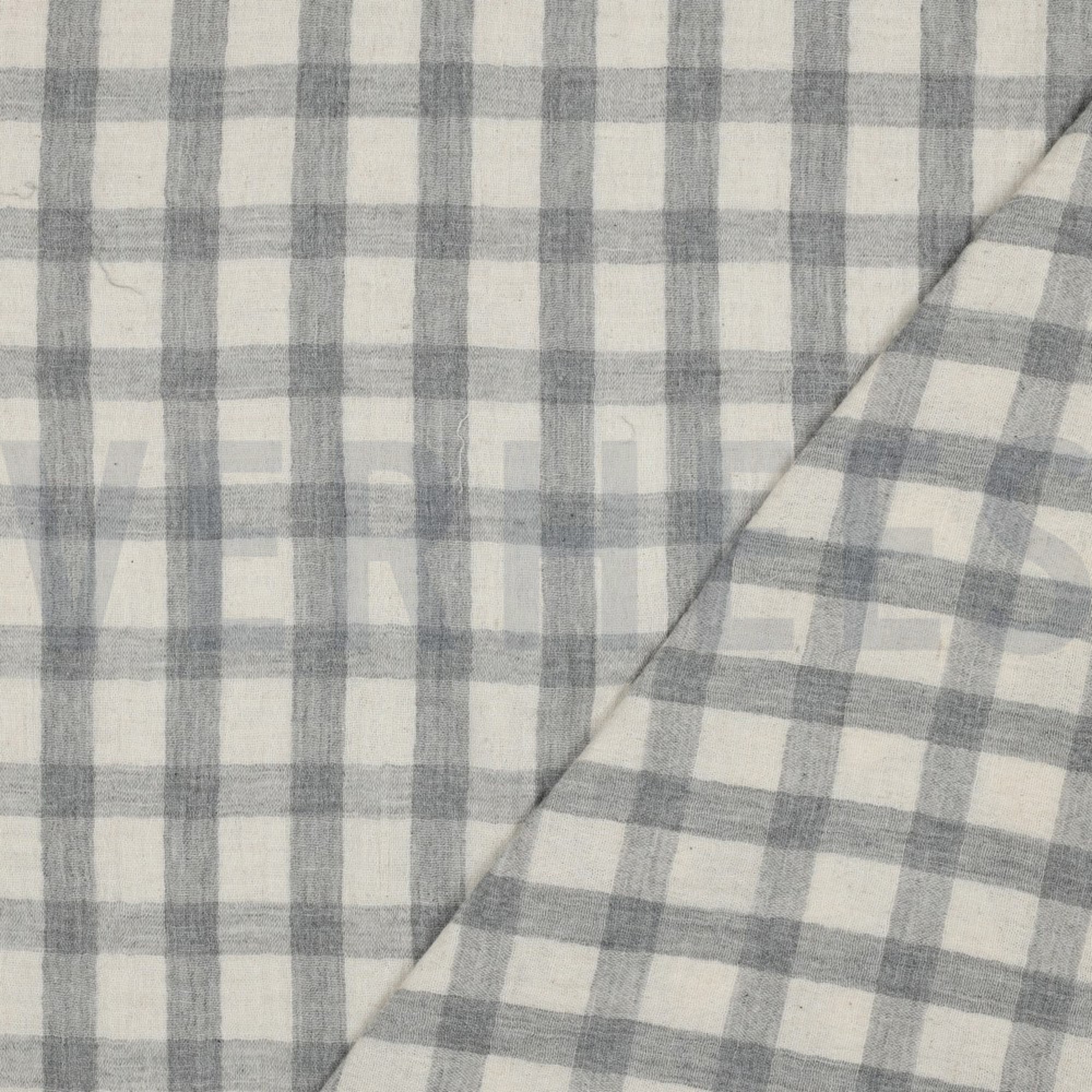 DOUBLE GAUZE LINNEN GARENGEVERFD RUITEN GRIJS/NATUREL (high resolution) #4