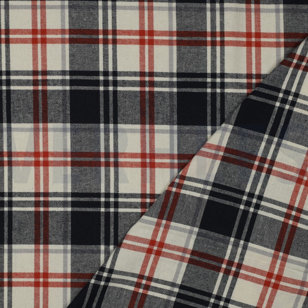 COTTON YARN DYED BRUSHED CHECKS NAVY #7