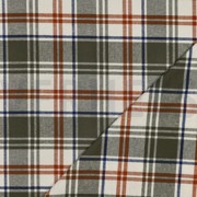 BAUMWOLLE GARNGEFÄRBT ANGERAUT KAROS OLIVE (thumbnail) #4