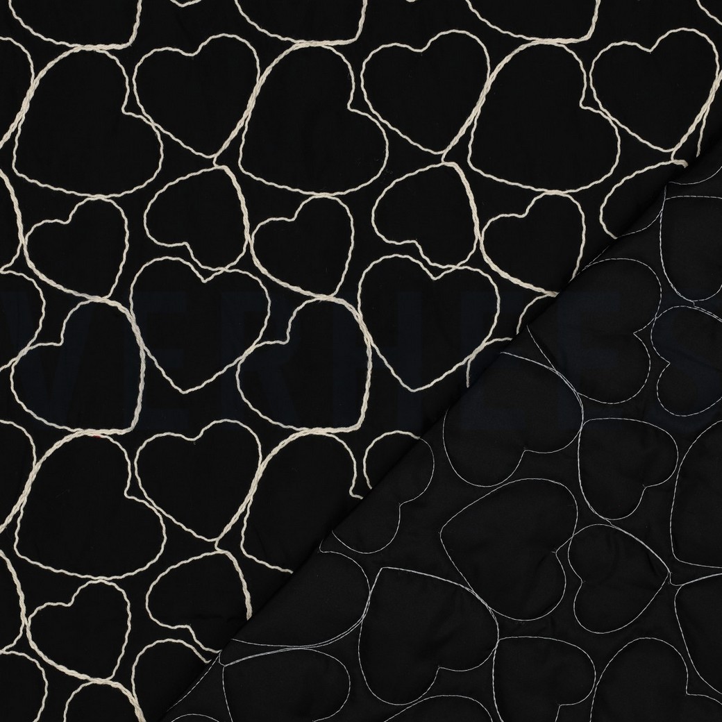 STEPPED EMBROIDERY HEARTS BLACK #7