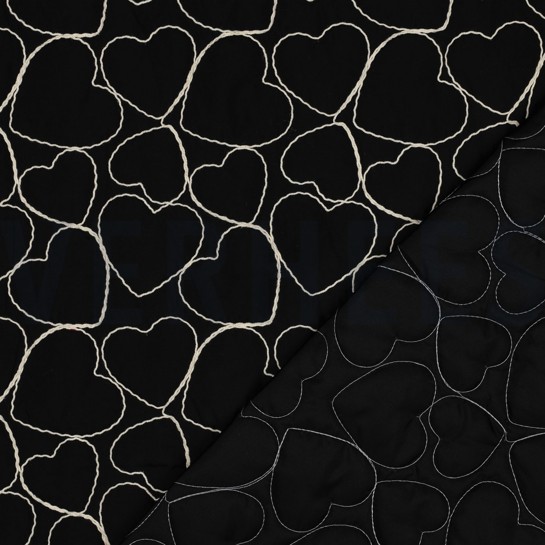 STEPPSTOFF STICKEREI HERZEN SCHWARZ #7