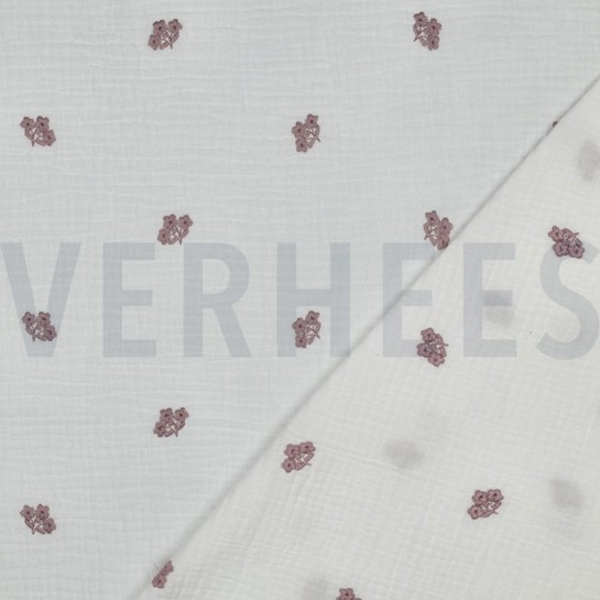 MUSSELIN STICKEREI BLUMEN WEISS #7