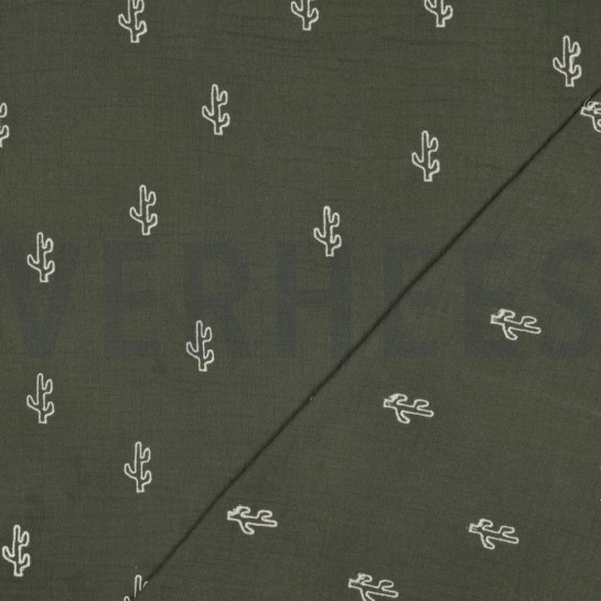MUSSELIN STICKEREI KAKTUS GRÜN #7