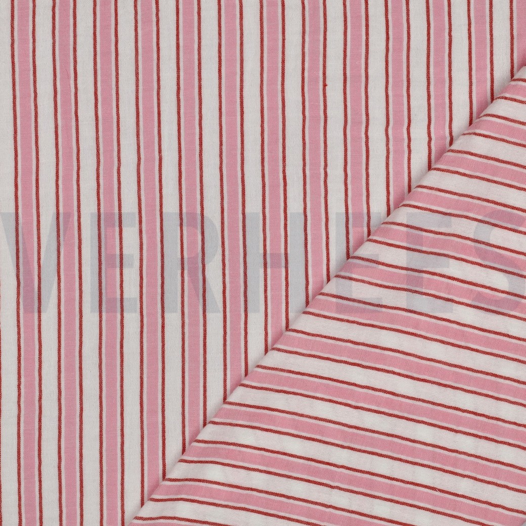 MUSSELIN GARNGEFÄRBT STREIFEN ROSA #7