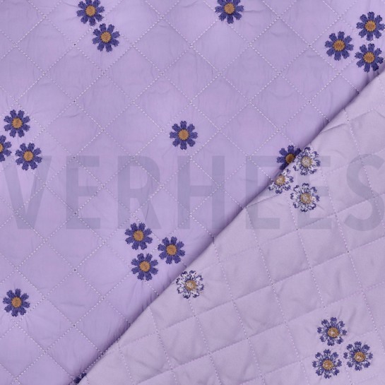 STEPPSTOFF STICKEREI BLUMEN LILA #7