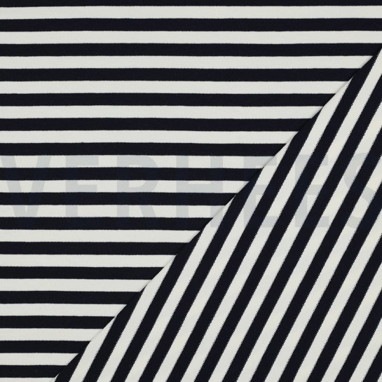 FRENCH TERRY GARNGEFÄRBT STREIFEN MARINEBLAU/OFFWHITE #7