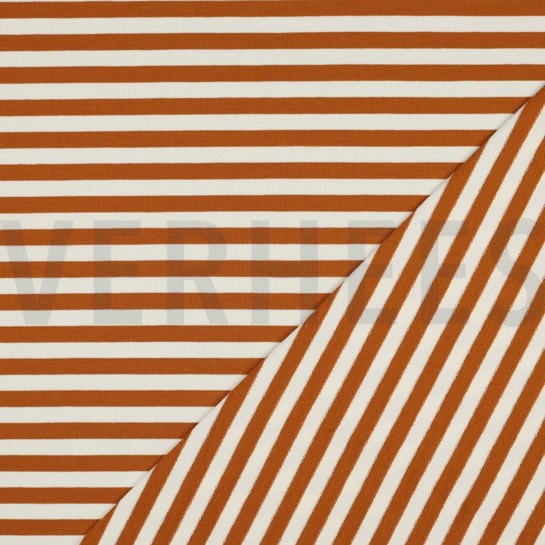 FRENCH TERRY GARENGEVERFD STREPEN LICHTBRUIN/OFFWHITE #7