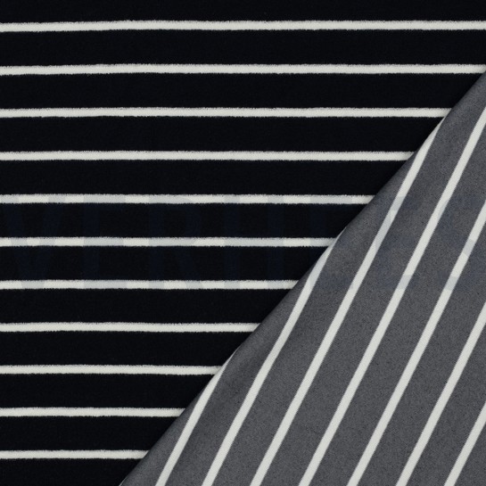 COTTON TOWELLING YARN DYED STRIPES DARK BLUE #7