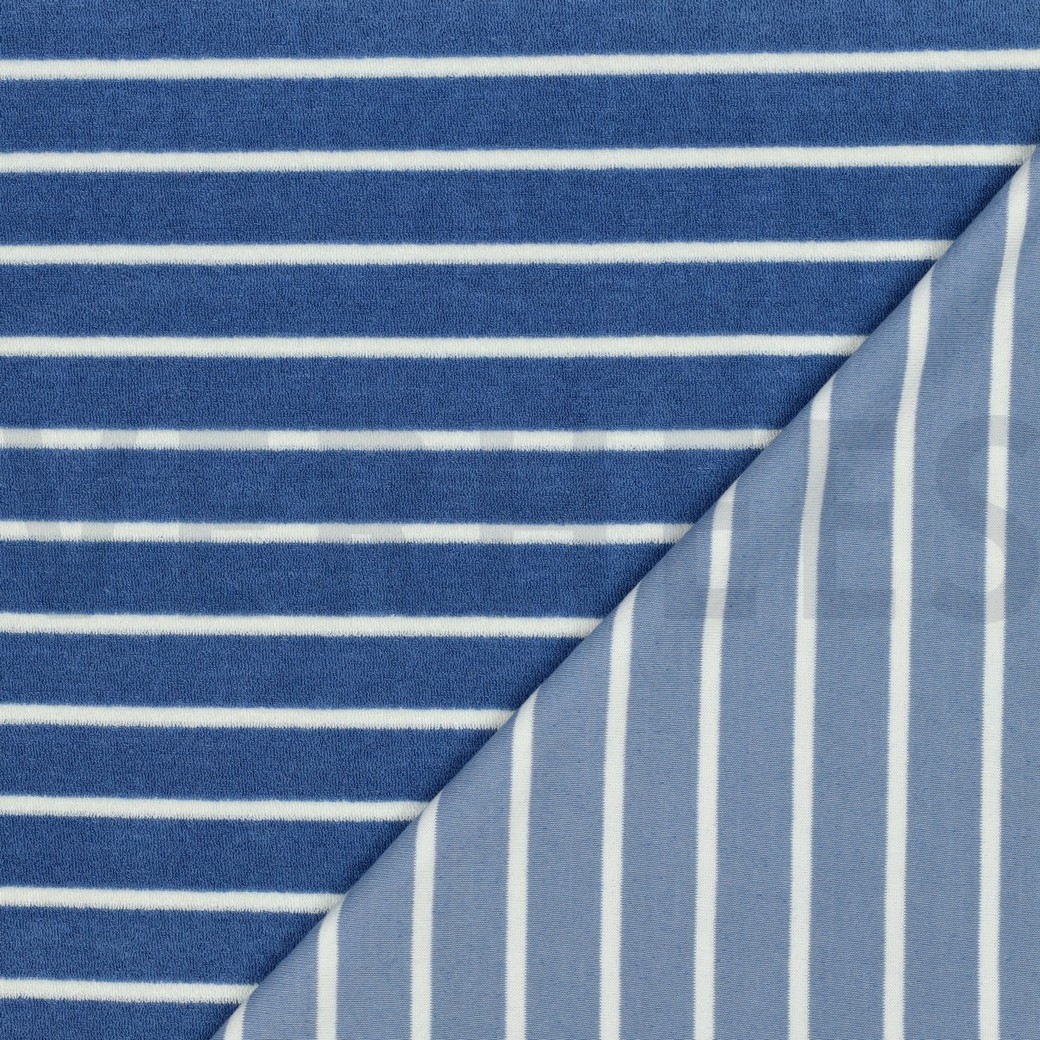 BAUMWOLLE FROTTEE GARNGEFÄRBT STREIFEN HELLBLAU #7
