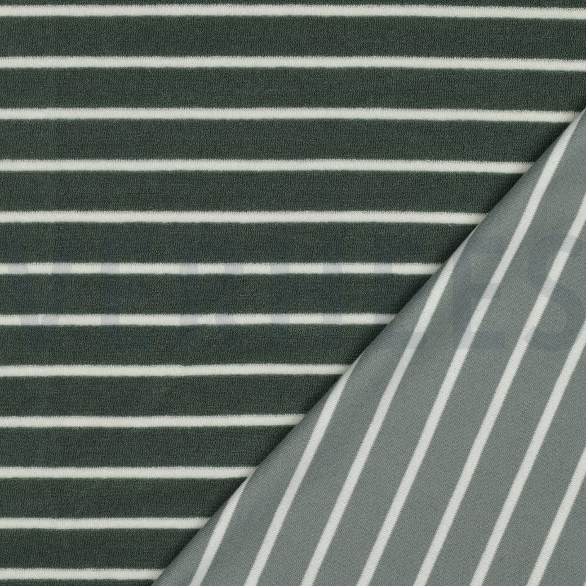 BAUMWOLLE FROTTEE GARNGEFÄRBT STREIFEN SALBEI/ECRU (high resolution) #4