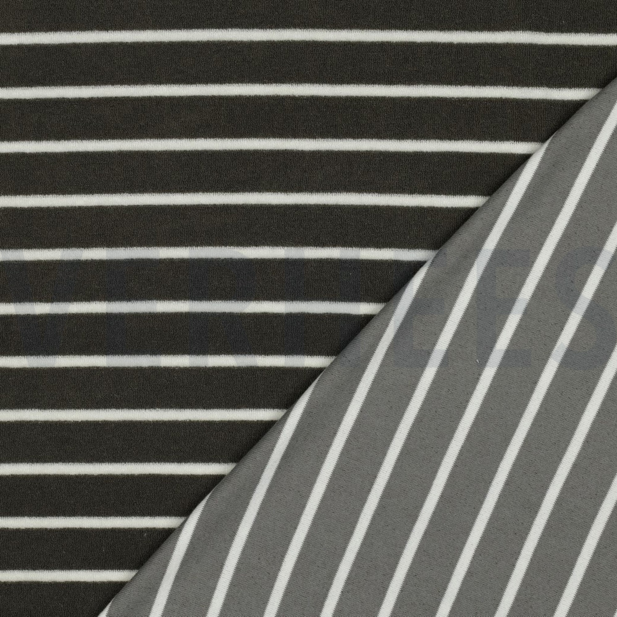 BAUMWOLLE FROTTEE GARNGEFÄRBT STREIFEN ARMEEGRÜN/ECRU (high resolution) #4