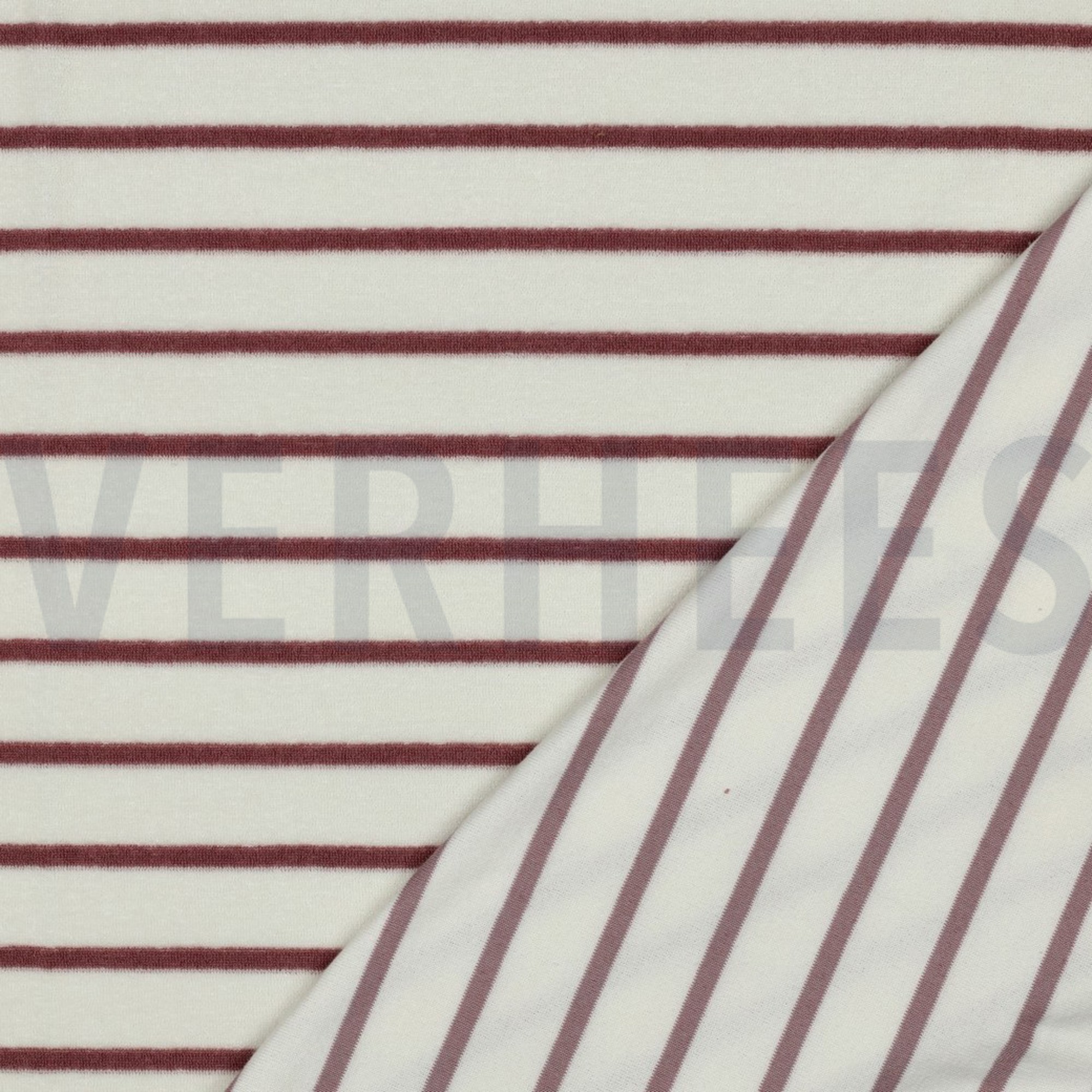 BAUMWOLLE FROTTEE GARNGEFÄRBT STREIFEN ECRU/MAUVE (high resolution) #4