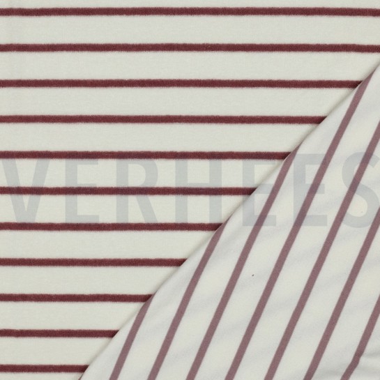 BAUMWOLLE FROTTEE GARNGEFÄRBT STREIFEN ECRU/MAUVE #7
