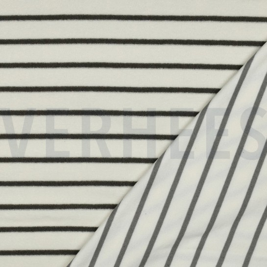 BAUMWOLLE FROTTEE GARNGEFÄRBT STREIFEN ECRU/ARMYGRÜN #7