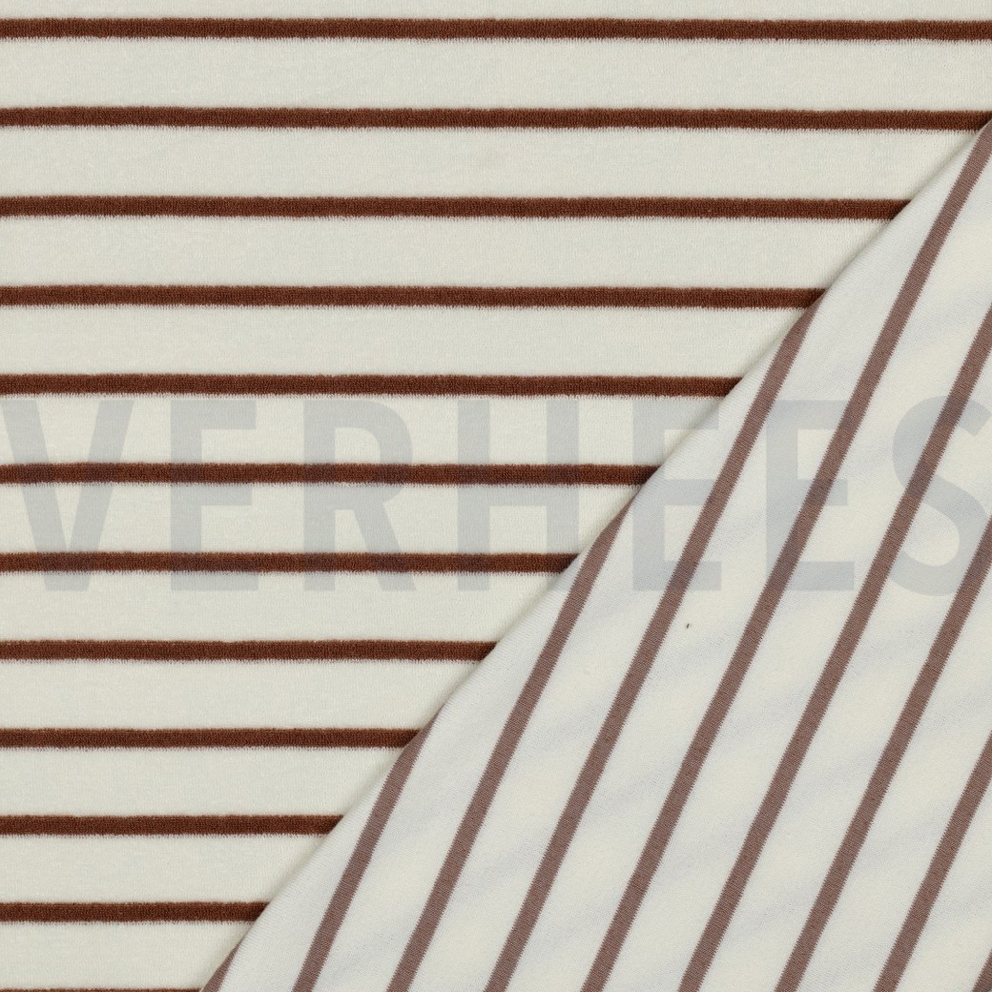 BAUMWOLLE FROTTEE GARNGEFÄRBT STREIFEN ECRU/KAMEL (high resolution) #4