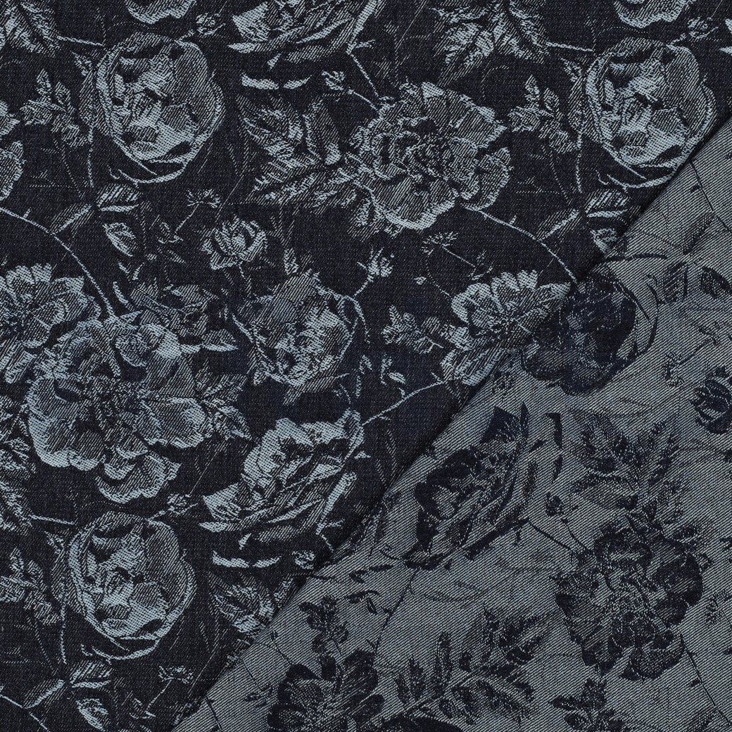 DENIM JACQUARD FLEURS JEAN BLEU #7