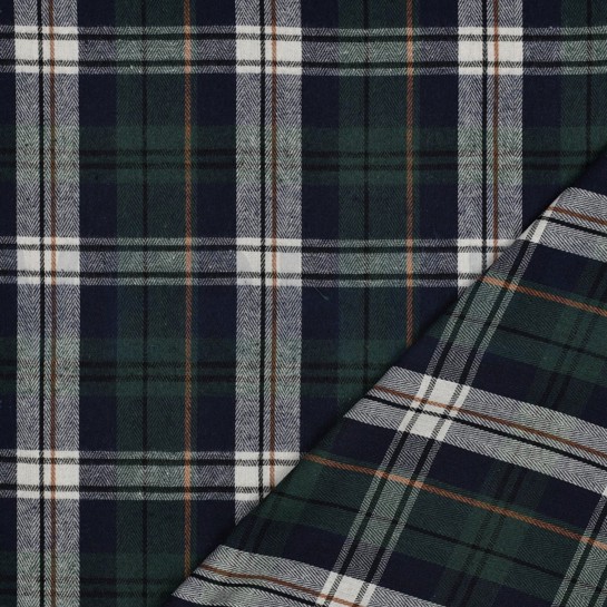 GEBÜRSTETER MANTELSTOFF GARNGEFÄRBT KAROS GRÜN #7