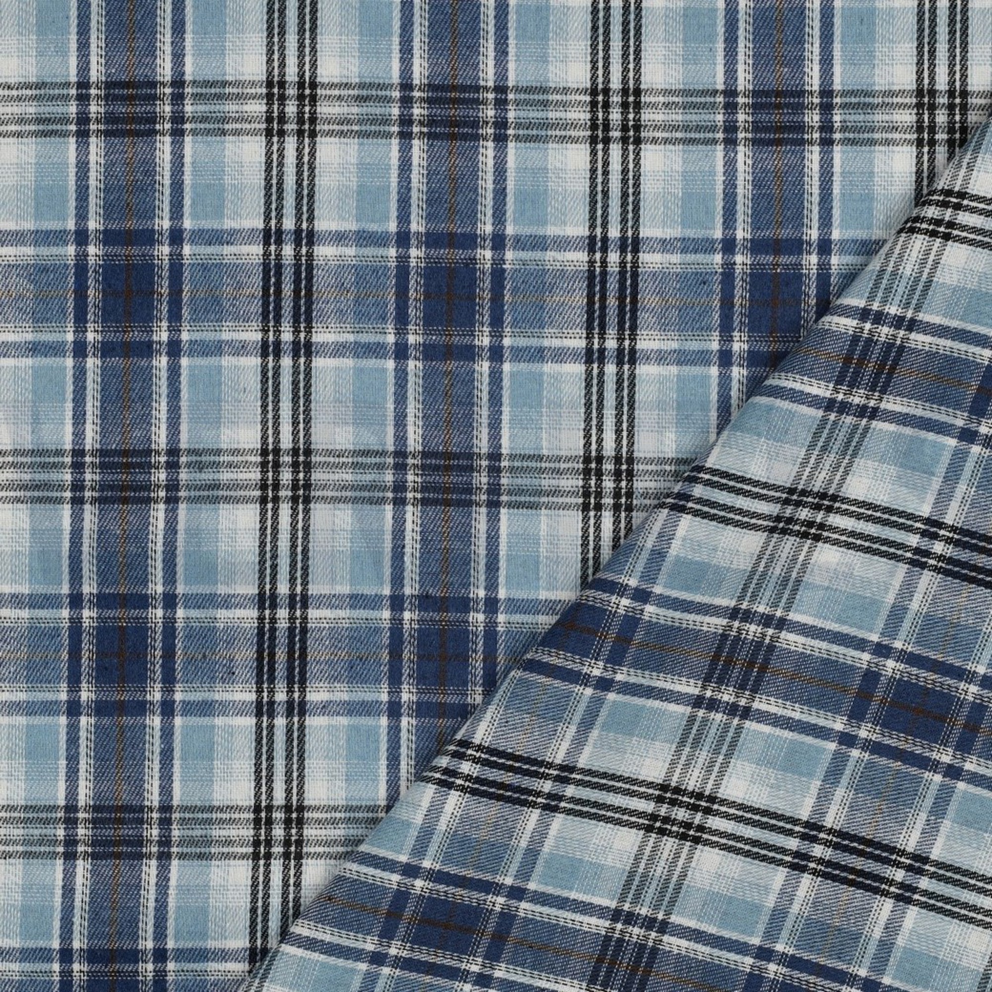 GEBÜRSTETER MANTELSTOFF GARNGEFÄRBT KAROS BLAU (high resolution) #4
