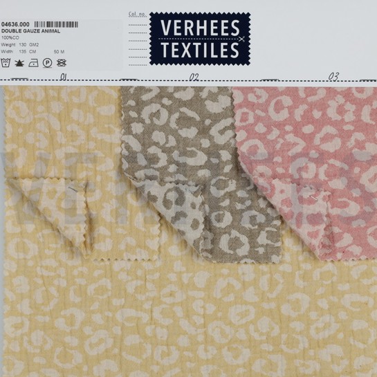 DOUBLE GAZE DE COTON JACQUARD PEAU D’ANIMAL JAUNE/ÉCRU #7