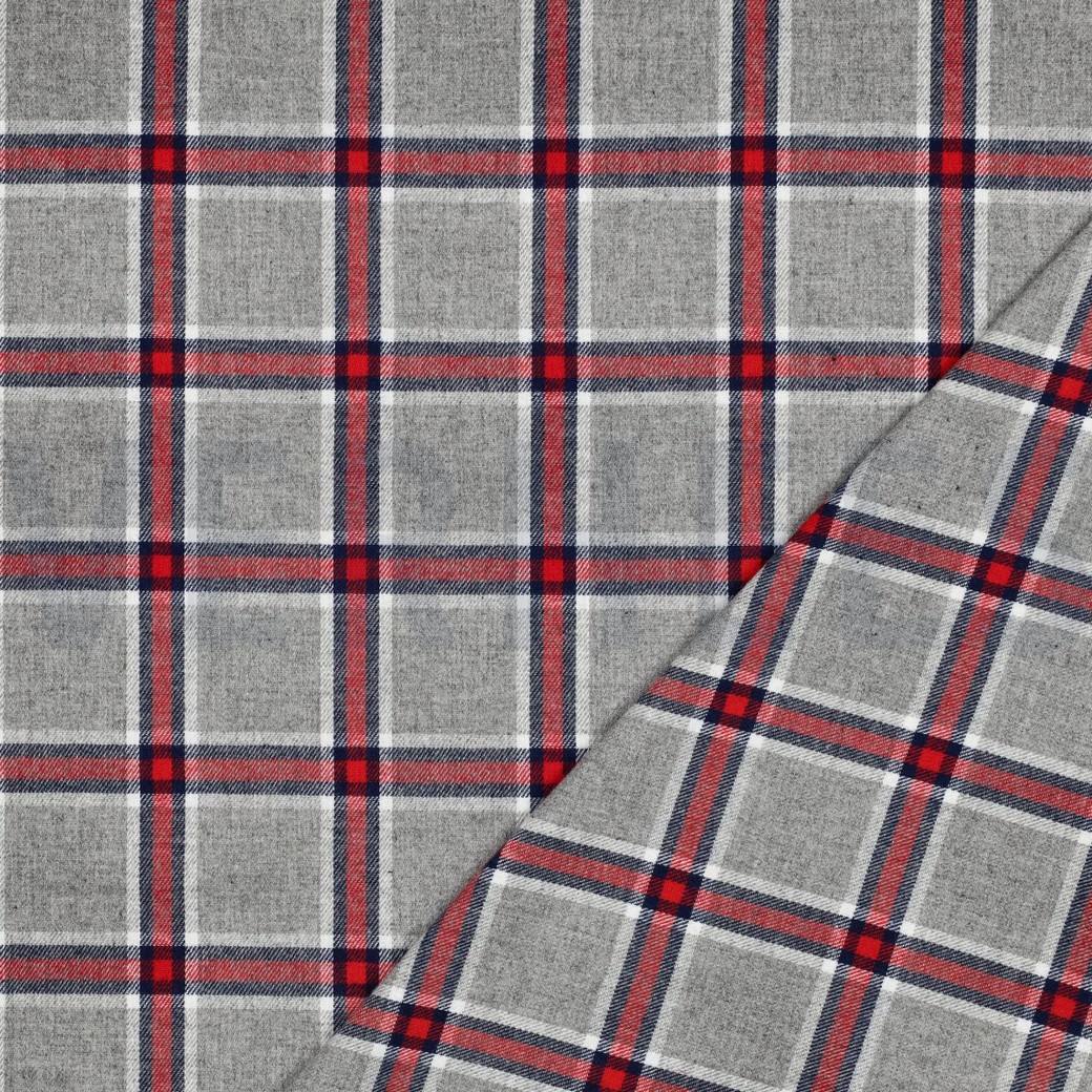COTTON YARN DYED BRUSHED CHECKS GREY #7