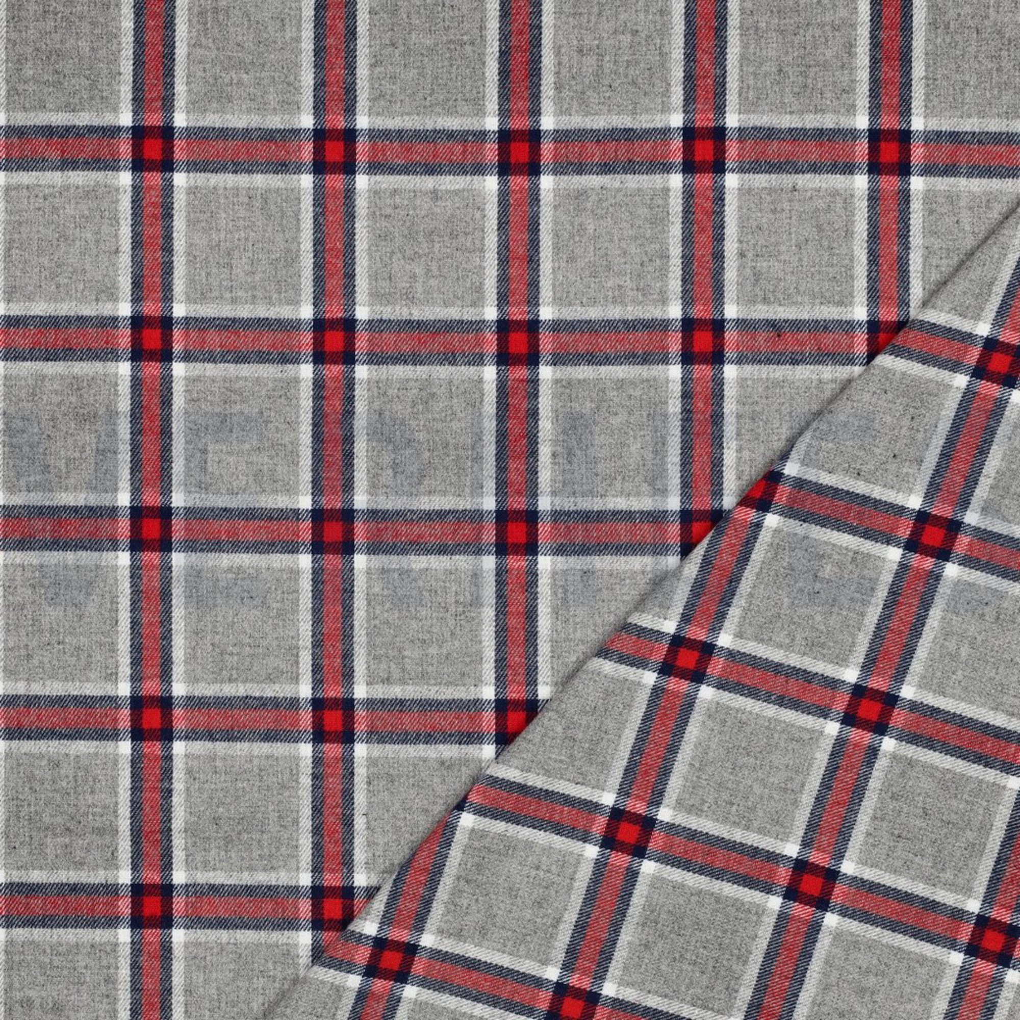 BAUMWOLLE GARNGEFÄRBT ANGERAUT KAROS GRAU (high resolution) #4