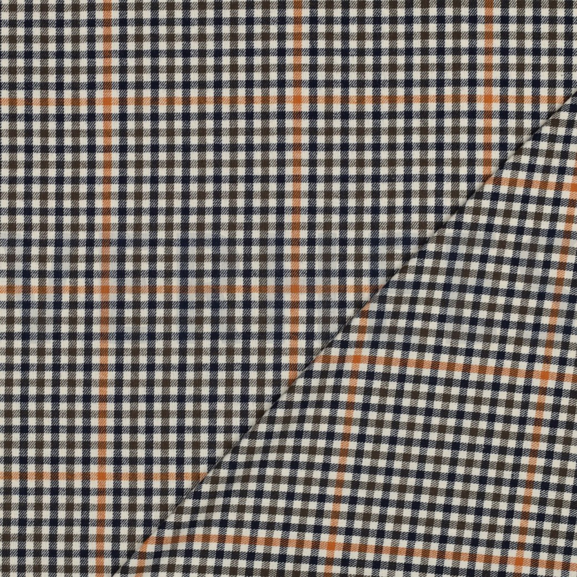 BAUMWOLLE GARNGEFÄRBT ANGERAUT KAROS ECRU (high resolution) #4