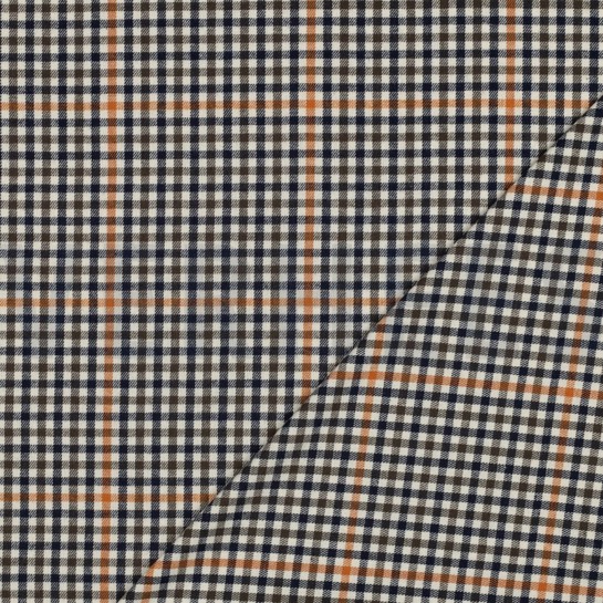 BAUMWOLLE GARNGEFÄRBT ANGERAUT KAROS ECRU #7