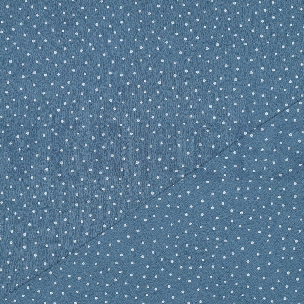 DOUBLE GAUZE KLEINE STIPPEN BLAUW #7