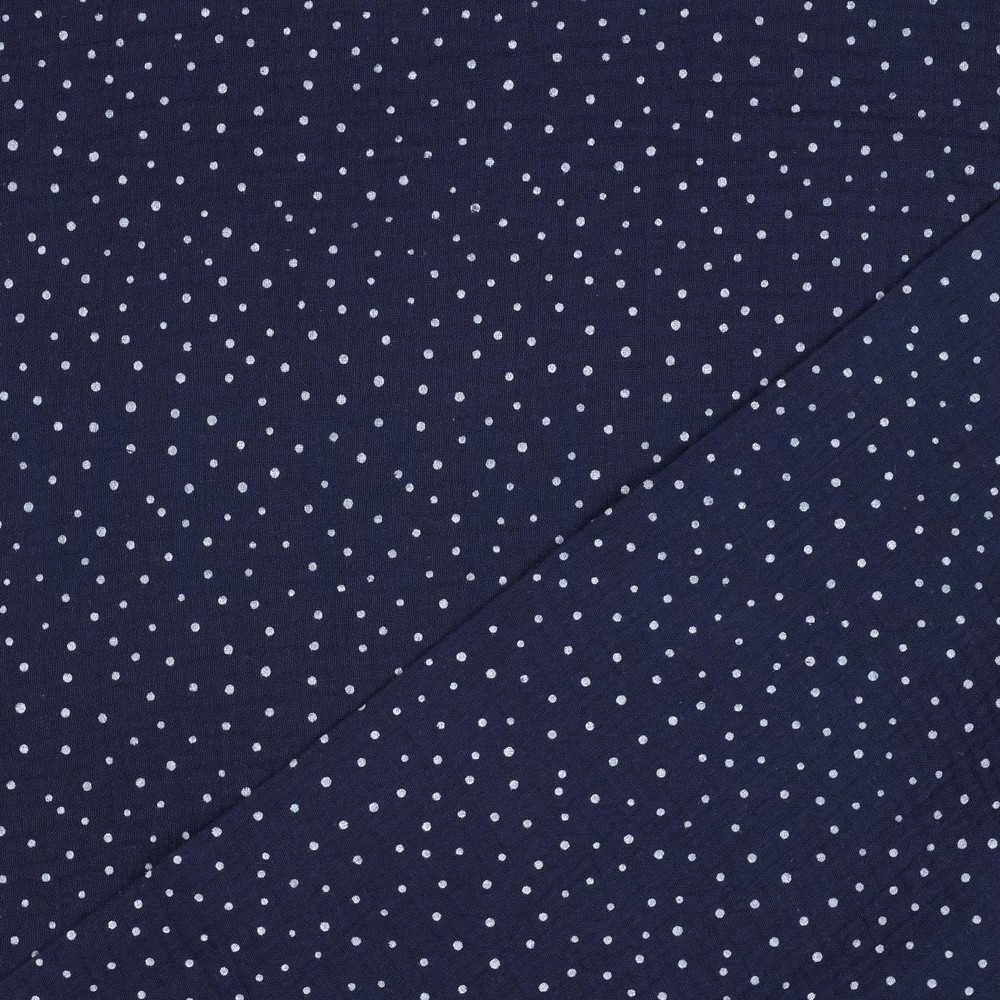 DOUBLE GAUZE KLEINE STIPPEN MARINEBLAUW #7