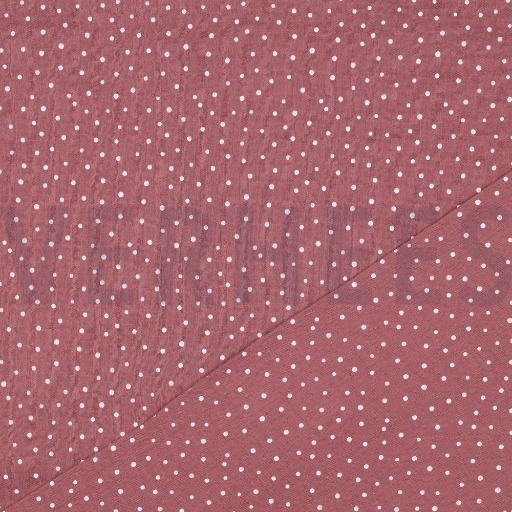 DOUBLE GAZE DE COTON PETITS POINTS BOIS DE ROSE #7
