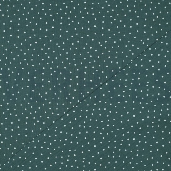 DOUBLE GAUZE KLEINE STIPPEN DONKERGROEN #7