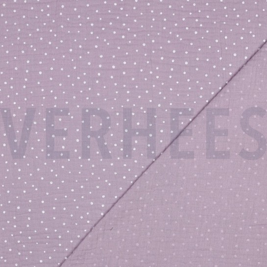 DOUBLE GAZE DE COTON PETITS POINTS VIEUX LILAS #7