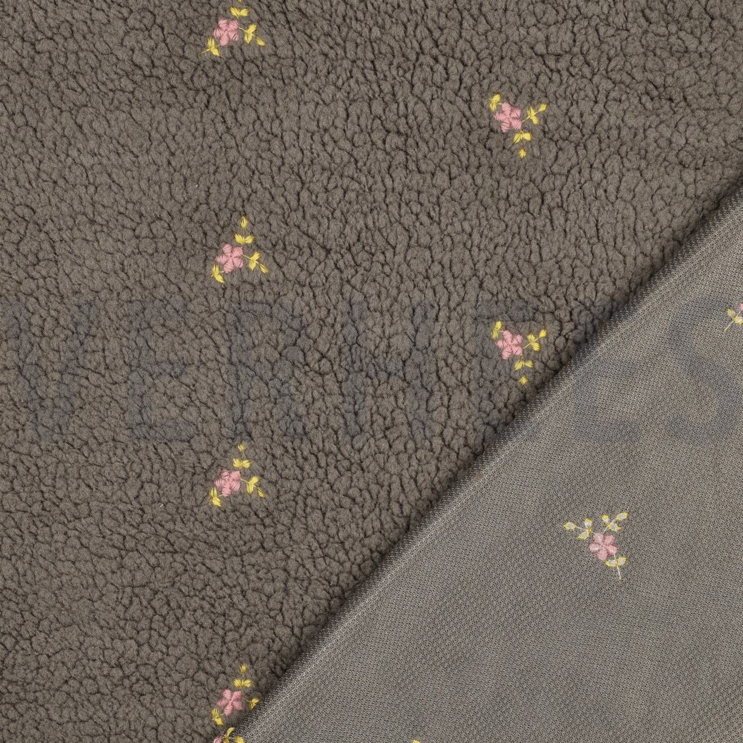 TEDDY EMBROIDERY FLOWERS GREY #7