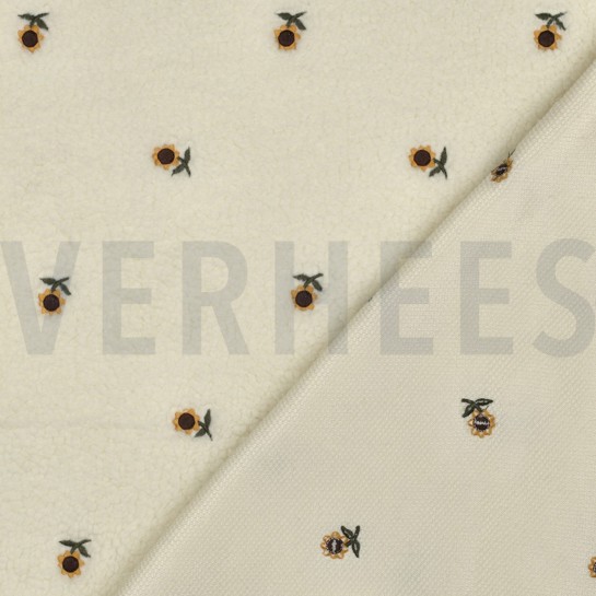 TEDDYSTOFF STICKEREI SONNENBLUMEN ECRU #7