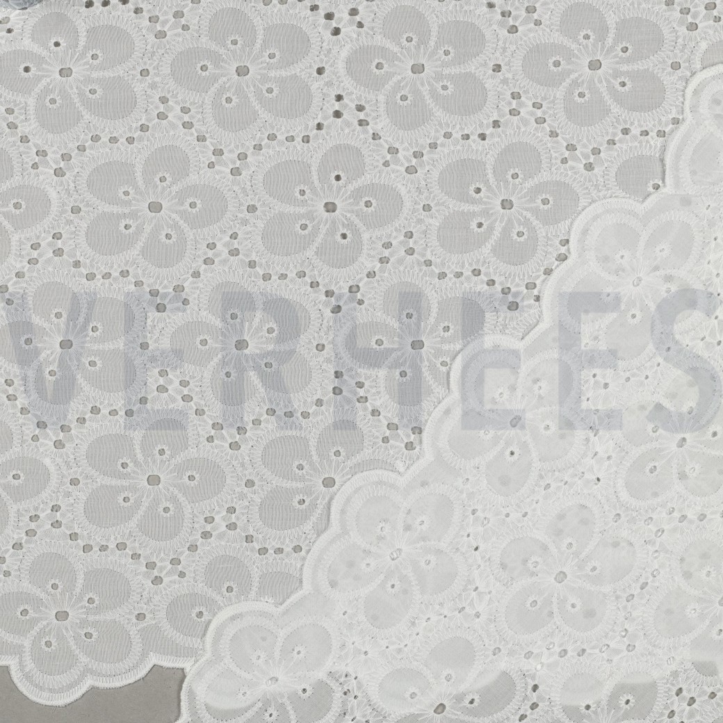 COTTON EMBROIDERY TWO-SIDE SCALLOP WHITE #7
