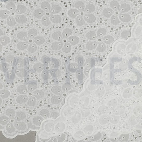 BAUMWOLLE STICKEREI ZWEISEITIGE BOGENKANTE WEISS #7