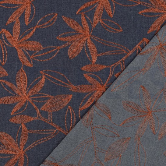 DENIM EMBROIDERY FLOWERS CAMEL #7