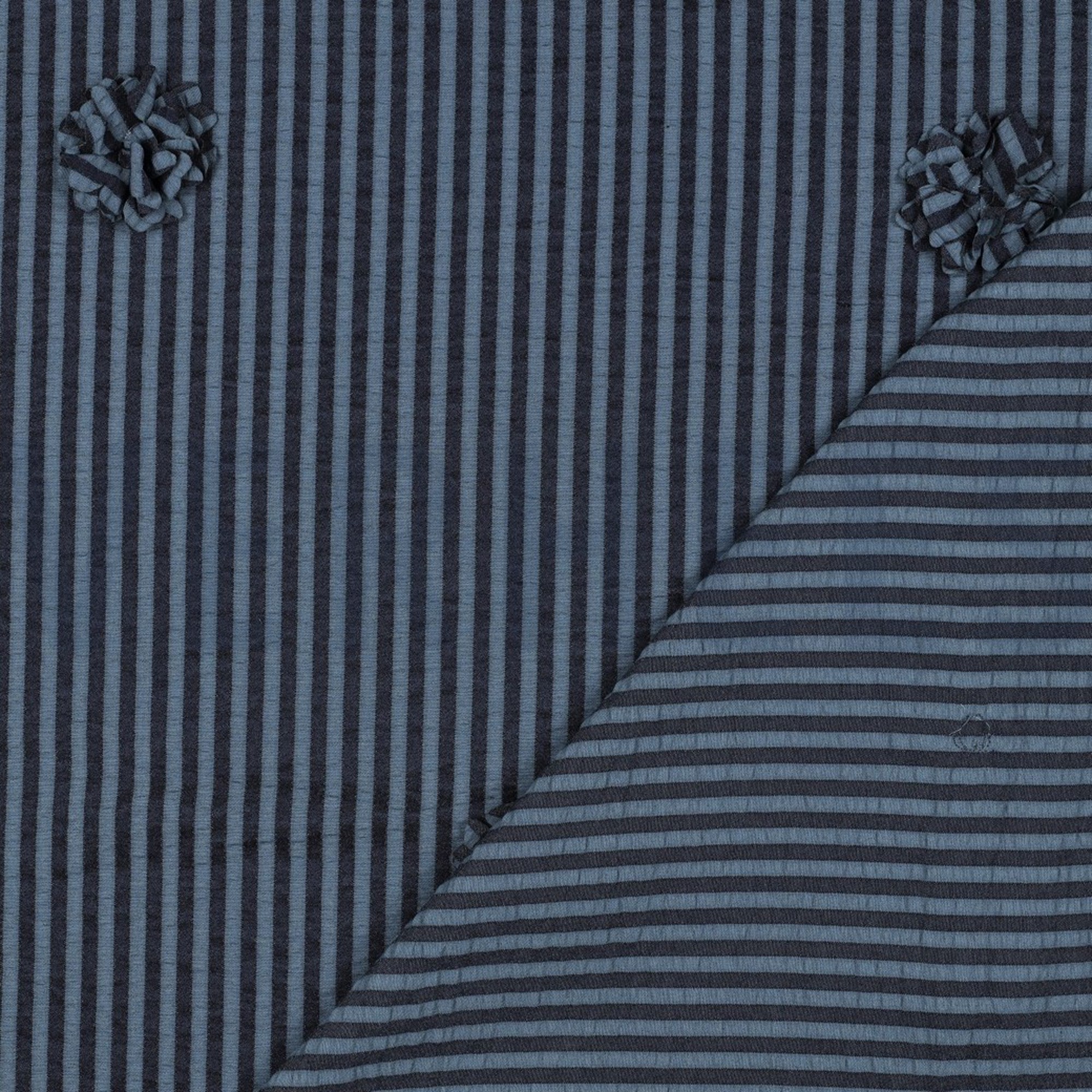 VISCOSE YARN DYED STRIPES FLOWERS NAVY (high resolution) #4