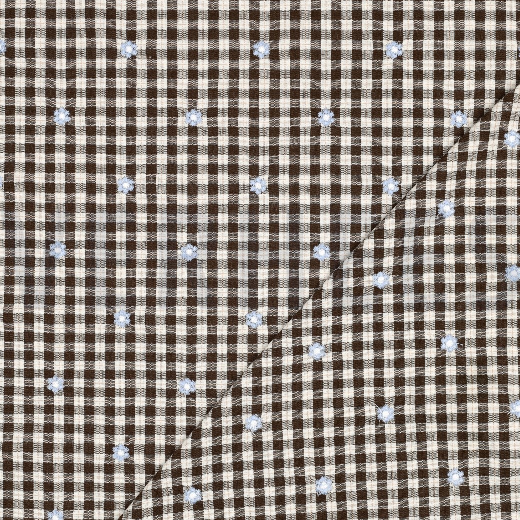 KATOEN VISCOSE EMBROIDERY BLOEMEN BRUIN #7