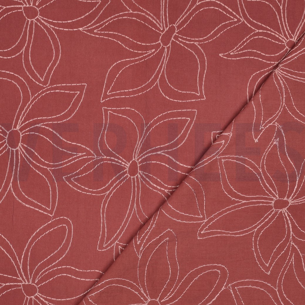 KATOEN GEWASSEN EMBROIDERY BLOEMEN BLUSH #7