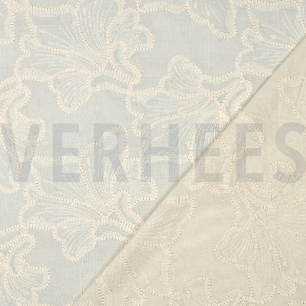 KATOEN EMBROIDERY BLOEMEN ECRU #7