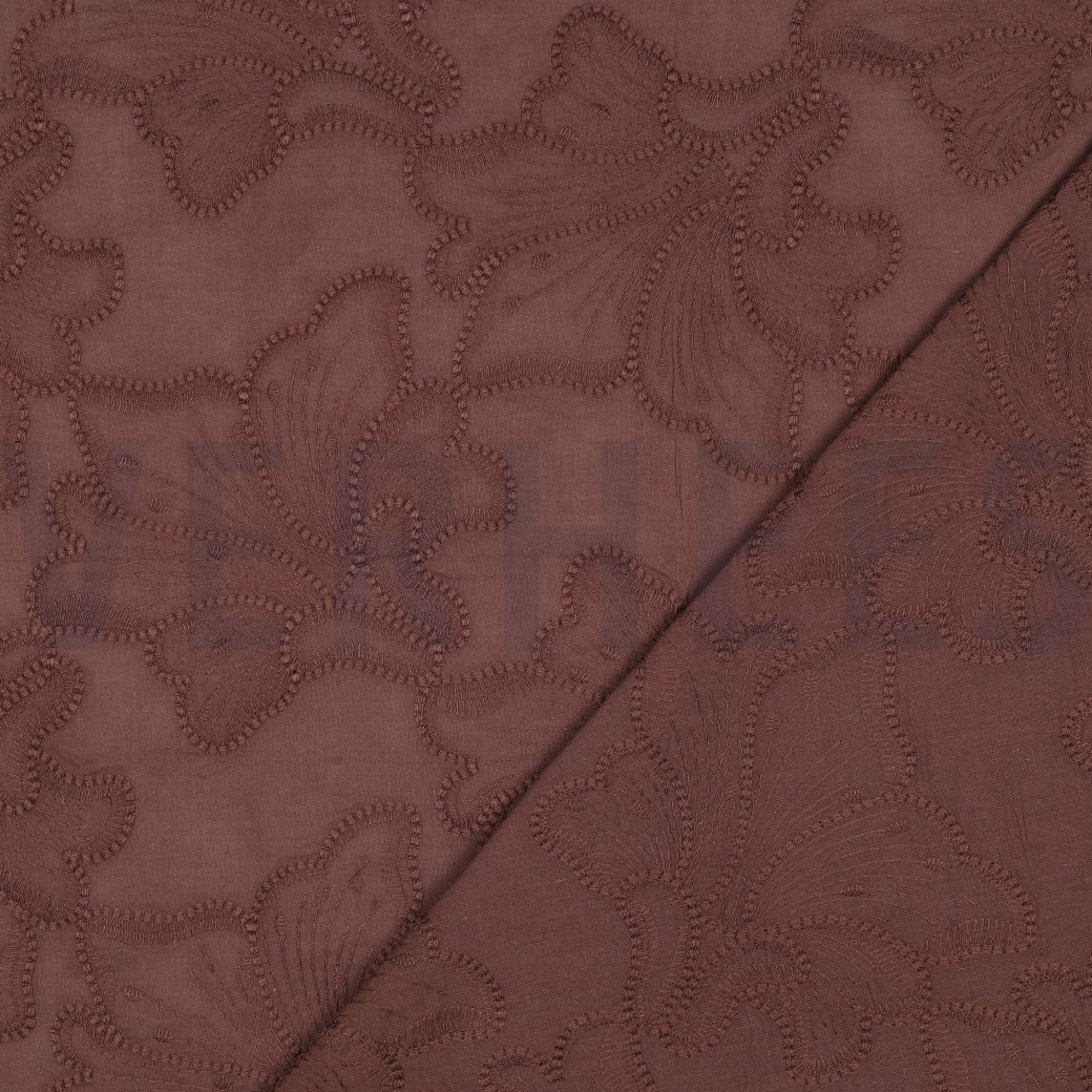 KATOEN EMBROIDERY BLOEMEN BRUIN #7