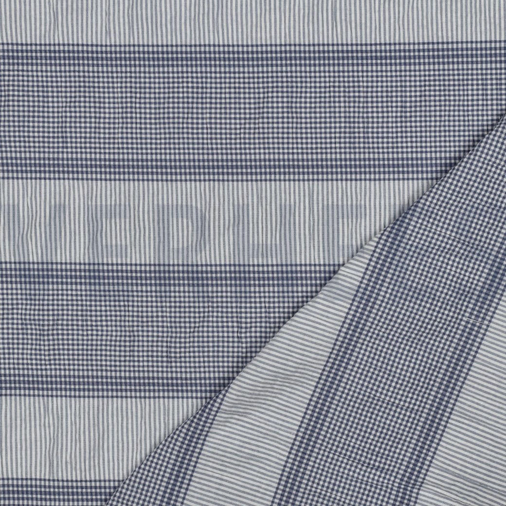 KATOEN GARENGEVERFD RUITEN BLAUW #7