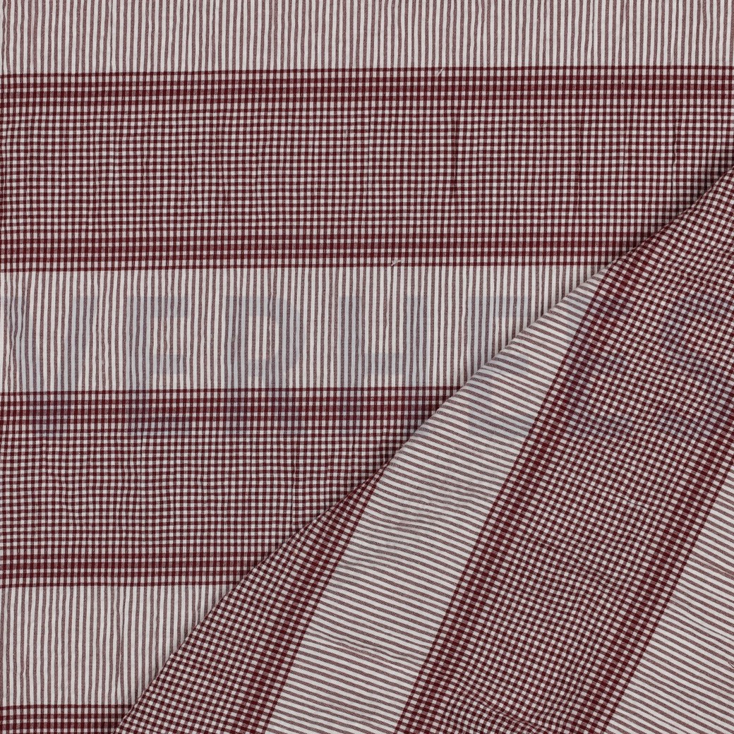 COTON TEINT EN FIL CARREAUX BORDEAUX #7