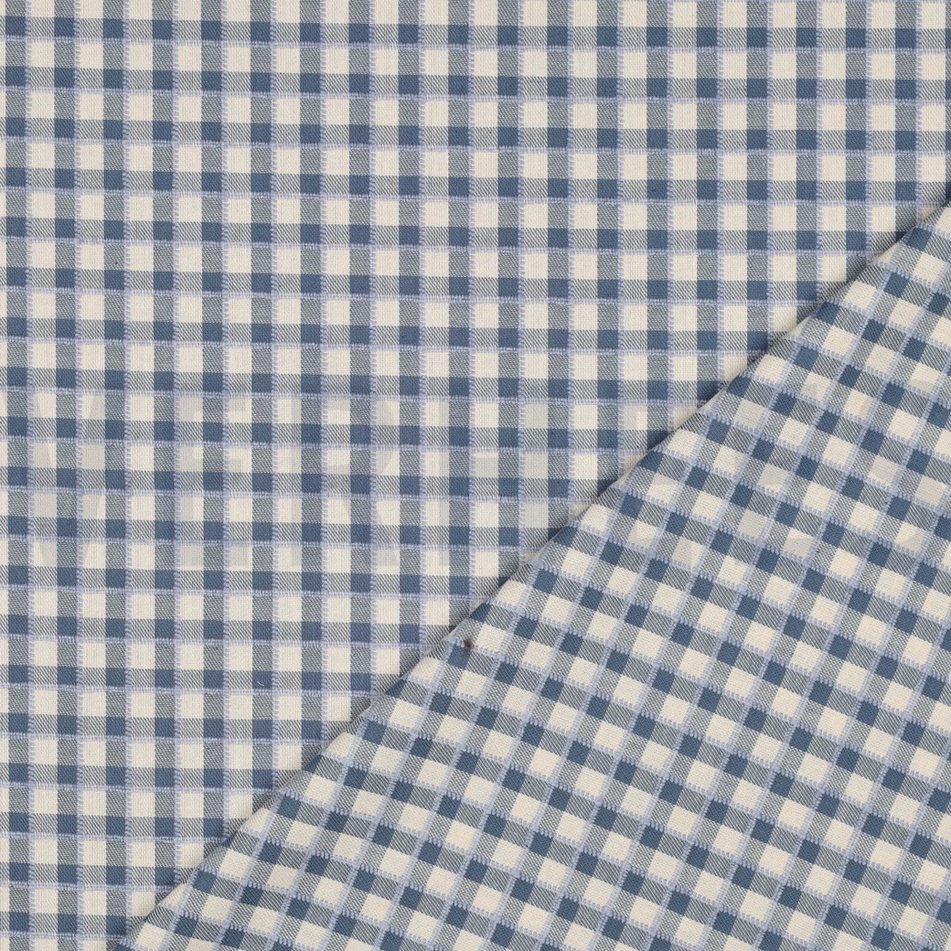 BAUMWOLLE GARNGEFÄRBT KAROS BLAU #7